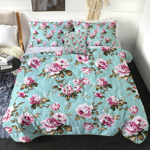 4 Pieces Pink Roses SWBD2242 Comforter Set