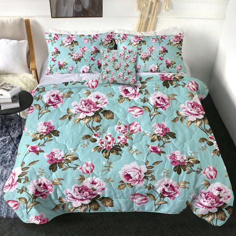 Image of 4 Pieces Pink Roses SWBD2242 Comforter Set