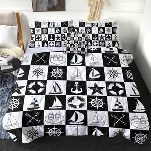 4 Pieces Checked Sailing SWBD2327 Comforter Set