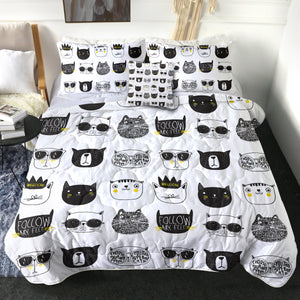 4 Pieces Cat Faces SWBD2472 Comforter Set