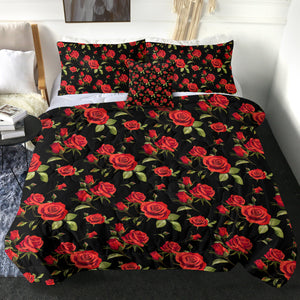 4 Pieces Red Roses SWBD2479 Comforter Set