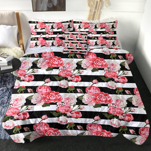 4 Pieces Red Roses SWBD2484 Comforter Set
