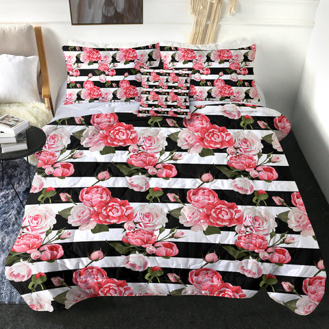 Image of 4 Pieces Red Roses SWBD2484 Comforter Set