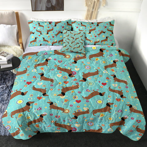 Image of 4 Pieces Dachshund Patterns SWBD2489 Comforter Set