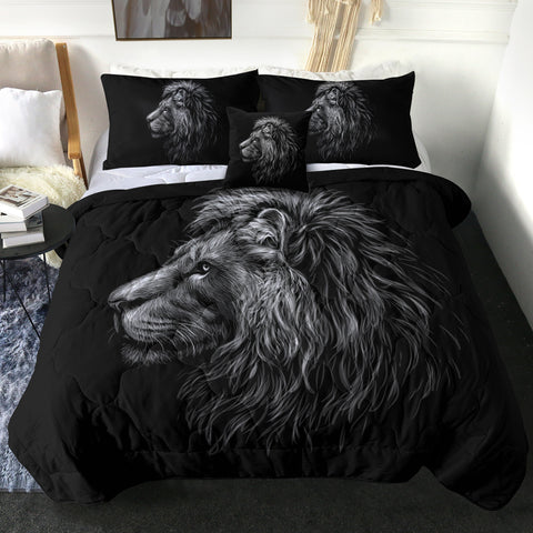 Image of 4 Pieces B&W Lion SWBD2492 Comforter Set