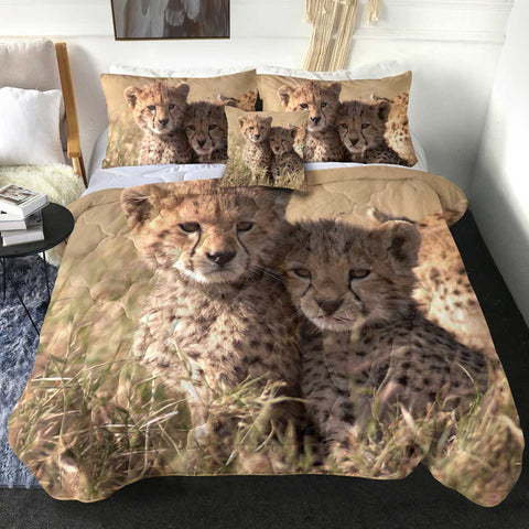 Image of 4 Pieces Cheetah Cubs SWBD2507 Comforter Set