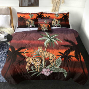 4 Pieces Sunset Leopards SWBD2513 Comforter Set