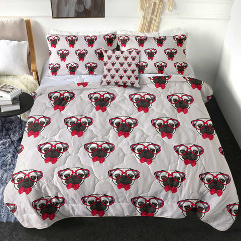 Image of 4 Pieces Cute Pug Patterns SWBD2517 Comforter Set