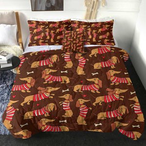 4 Pieces Dachshunds SWBD2527 Comforter Set