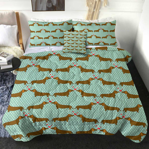 Image of 4 Pieces Dachshunds Mint SWBD2688 Comforter Set