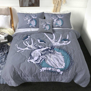 4 Pieces Go Wild Moose SWBD2696 Comforter Set