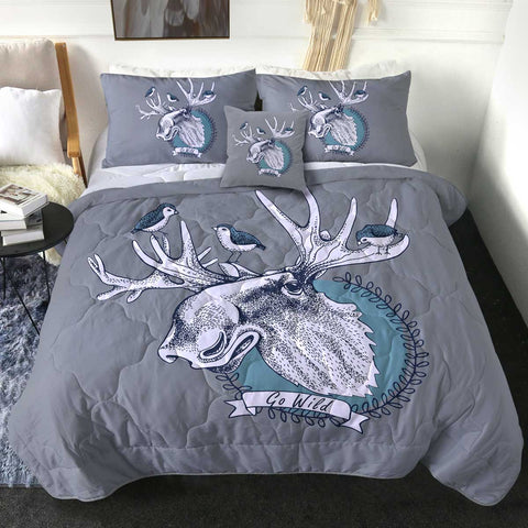 Image of 4 Pieces Go Wild Moose SWBD2696 Comforter Set