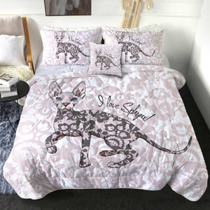 4 Pieces I Love Sphynx SWBD2704 Comforter Set