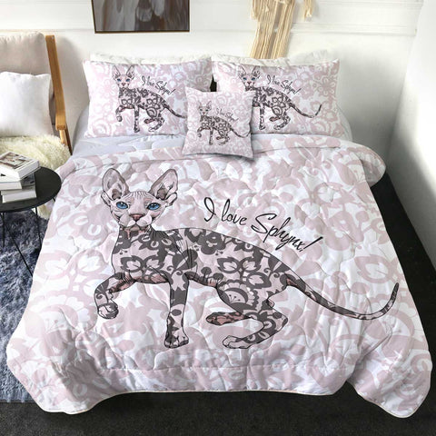 Image of 4 Pieces I Love Sphynx SWBD2704 Comforter Set