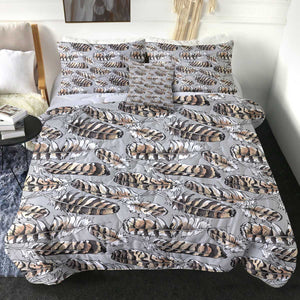 4 Pieces Feathers SWBD2708 Comforter Set