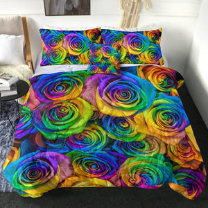 4 Pieces Multicolored Roses SWBD2791 Comforter Set