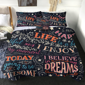 4 Pieces Life Mottos SWBD2802 Comforter Set