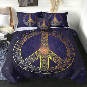 4 Pieces Peace Sign SWBD2850 Comforter Set