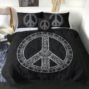 4 Pieces Peace Sign SWBD2851 Comforter Set