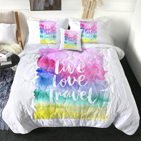 Image of 4 Pieces Live Love Travel SWBD2859 Comforter Set