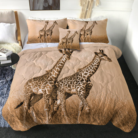 Image of 4 Pieces Giraffe Couple SWBD2865 Comforter Set