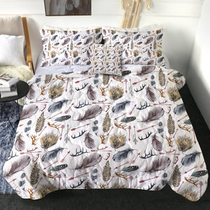 4 Pieces Feathers SWBD2985 Comforter Set