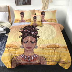 4 Pieces African Lady SWBD2986 Comforter Set