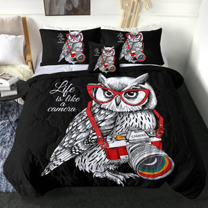 4 Pieces Owl Paparrazi SWBD3010 Comforter Set