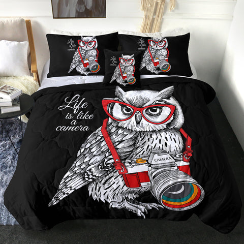 Image of 4 Pieces Owl Paparrazi SWBD3010 Comforter Set
