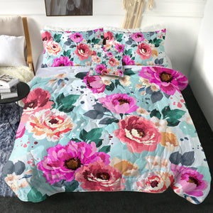 4 Pieces Flowers SWBD3013 Comforter Set