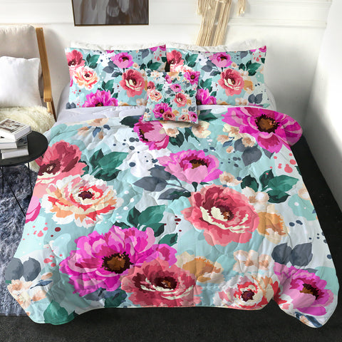 Image of 4 Pieces Flowers SWBD3013 Comforter Set