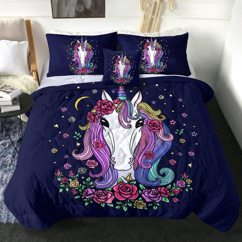 Image of 4 Pieces Magical Unicorn SWBD3026 Comforter Set