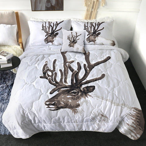 Image of Brown Deer in White SWBD3298 Comforter Set