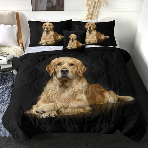 Image of Golden Retriever in Black SWBD3301 Comforter Set