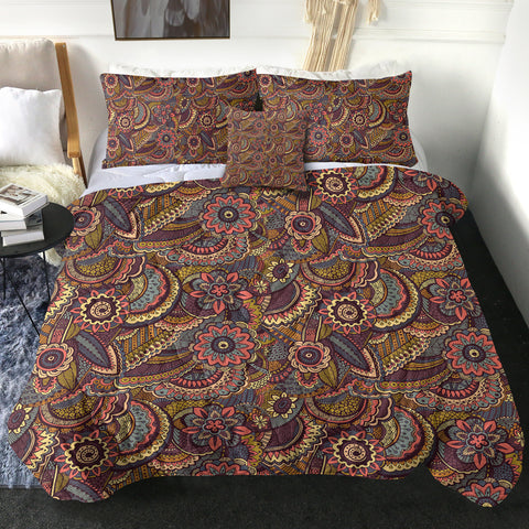 Image of Red Flowers Mono Mandala Graphic SWBD3324 Comforter Set