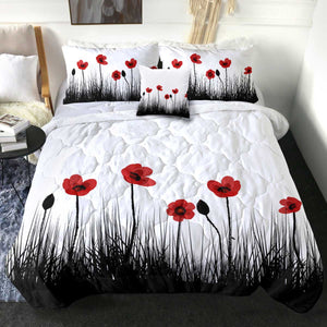 Red & Black Flowers SWBD3332 Comforter Set