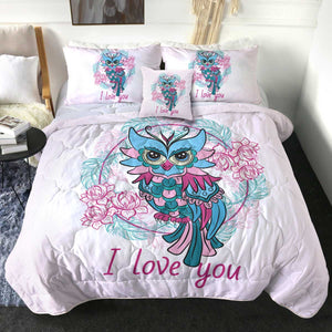 I Love You - Floral Owl SWBD3344 Comforter Set