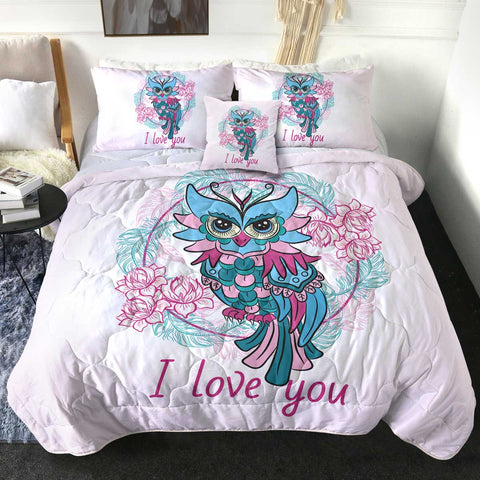 Image of I Love You - Floral Owl SWBD3344 Comforter Set