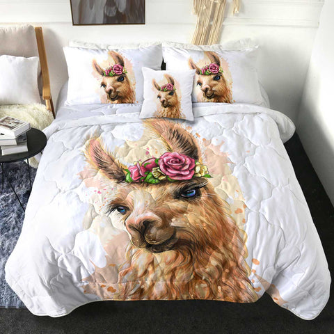 Image of Flower Brown Female Alpaca SWBD3360 Comforter Set