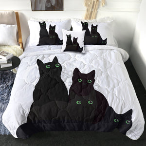 Four Green Eyes Black Cat SWBD3379 Comforter Set