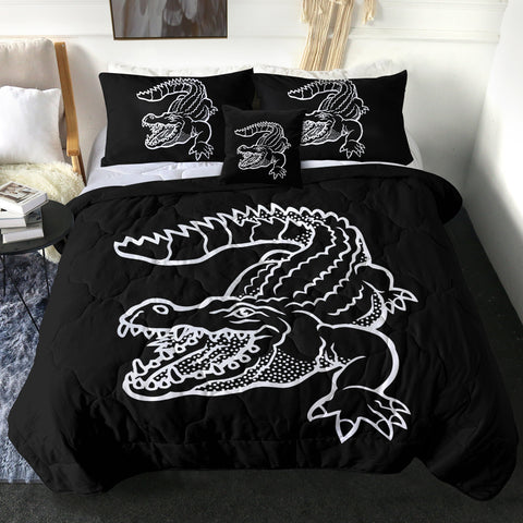 Image of B&W Crocodile Sketch SWBD3382 Comforter Set