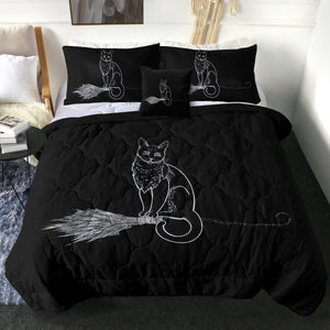 Cat on Flying Broom SWBD3386 Comforter Set