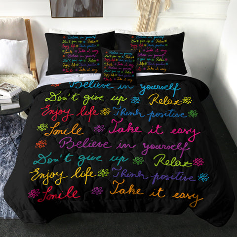 Image of Colorful Believe In Yourself Text SWBD3387 Comforter Set