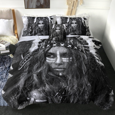 Image of B&W Aboriginal Woman SWBD3459 Comforter Set