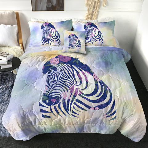 Image of Floral Pink&Purple Zebra SWBD3466 Comforter Set