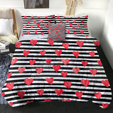 Image of Stripe Heart SWBD3468 Comforter Set