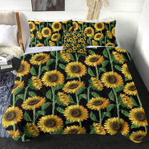 Sunflower Monogram Black Background SWBD3472 Comforter Set