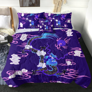 Blue&Pink Asian Dragon and Cloud SWBD3474 Comforter Set