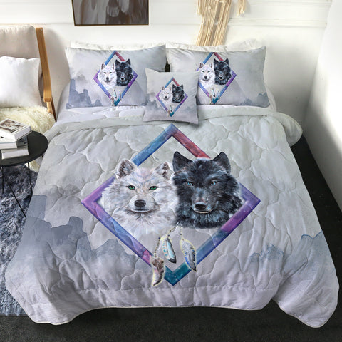 Image of Two B&W Wolfs Dreamcatcher SWBD3479 Comforter Set