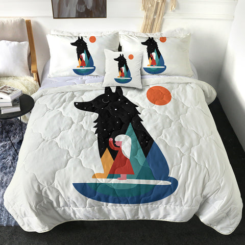 Image of Girl in Wolf Illustration SWBD3482 Comforter Set